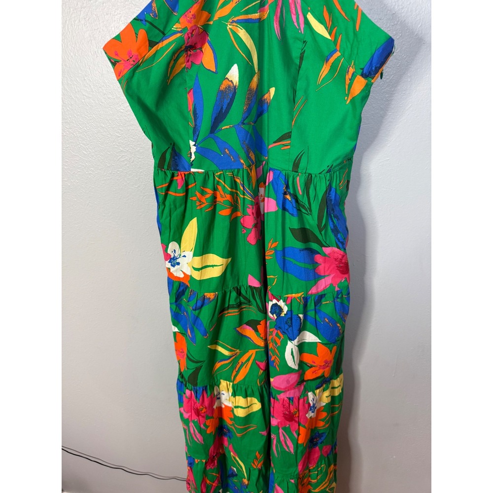 J. Crew Factory Green Floral Tiered Midi Dress - Picture 5 of 10